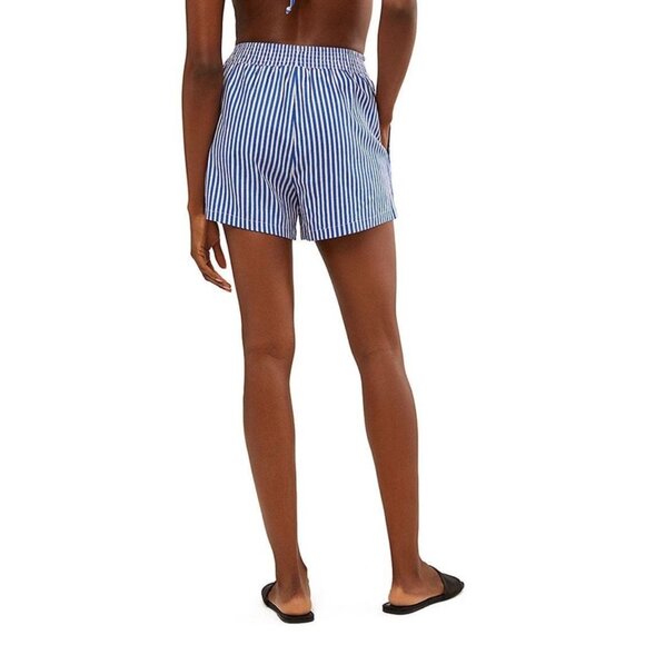 WeWoreWhat Striped Elastic Linen Shorts Sz L Womens NWOT Blue & White Stripe - Picture 2 of 8